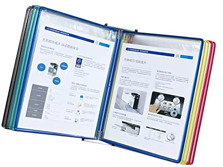 WEITINGKKK Wand-Dokumenten-Organisator Wand-Aktenhalter, Wanddisplaysystem mit 10 Tafeln, Wandpult im A4-Format, Dokumentenorganizer, Beratungs- und Präsentationsunterlagen(Varicolored)