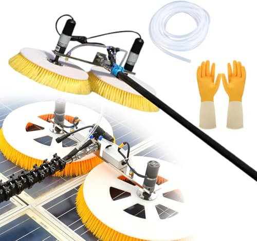 pealiritansemen Teleskopstange Pv-Panel-Wasch- Und Reinigungsmaschine, Doppelkopf-Solarpanel-Reinigungsgerät, Solar-Reinigungsroboter, Plug-In-Modell, Mit Einem Paar Handschuhen,7m