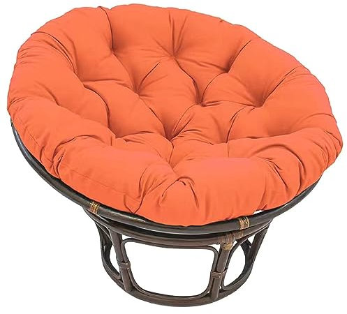 Rundes Polyrattan Papasan Sesselkissen, 100 cm Durchmesser, 10 cm Dicke, Polster-Bodenkissen für Drehsessel, Rattanmöbel, Gartenstühle Blumen, Orange, 60 x 60 Größe