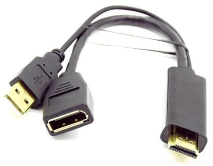 Adaptador para HDTV macho a DisplayPort hembra con puerto de alimentación USB de alta resolución para estaciones de trabajo y juegos 4K a 60Hz