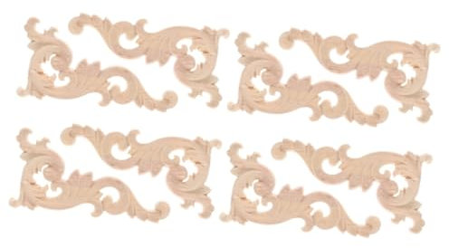 HAPINARY 8pezzi Decorazioni Legno Intagliato Per Mobili Applique Per Porte Armadi e Letti Fiori Retro Di Design Elegante Materiale Resistente e