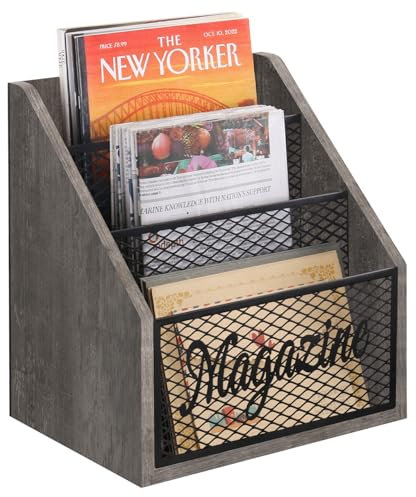 YINMIT Magazine Holder, Stepped 3 Tier Magazine Rack Floor, Magazine Storage Basket, Folder Organizer Bin for Magazines,Books,Newspapers,Tablets