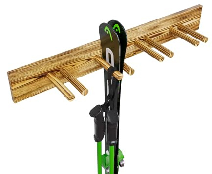 QLS Väggskidhållare för 4 par 90 cm Nordic Walking trekking stavar (flammad)