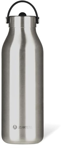 LES ARTISTES Paris A-2396 Bottle'Up 2.0, 1,5 litre, Gourde isotherme sans BPA, Réutilisable, Garde au chaud 12h et au froid 24h, Poignée, Acier Inoxydable, Design Pearl