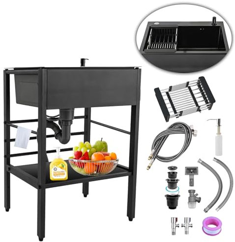 Fregadero exterior jardin fregadero industrial fregadero exterior fregadero Con kit de drenaje Sin grifo para cocinas, baños, estudios, cafeterías