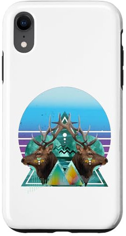 Coque pour iPhone XR Bois de cerf symétrie triangles géométriques cercles nature