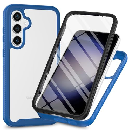 XINYEXIN Fodral till Samsung Galaxy A56 5G/A36 5G, inbyggt skärmskydd 360 graders helkropp stötsäkert slitstarkt skyddsfodral, robust stötskyddande fodral – mörkblå