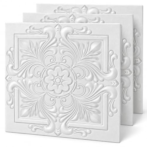 3D-paneler, polystyrenpaneler, takpaneler, 3D-väggpaneler, dekorationer, tak – väggbeklädnad, 3 mm tjock – 50 x 50 cm/6 m² – 24 stycken (08110)