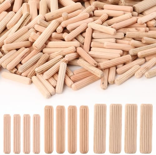LOPYXBR Juego de 900 tacos de madera, M6, M8, M10, varios tacos, 6 x 30 mm, 8 x 40 mm, tacos ranurados de 10 x 40 mm, tacos redondos de madera para artesanos, carpinteros, carpinteros, bricolaje