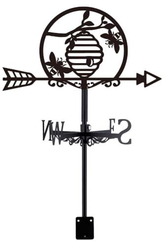 Wetterfahnen, Feen-Wetterhahn, Wiesenpilz, Wetterfahne für Dach, Metall, schwarz, Windrichtungsanzeiger, Hof, Schwarze Wetterfahne für den Außenbereich, für Bauernhaus, Scheune, Schuppen, Gartendach