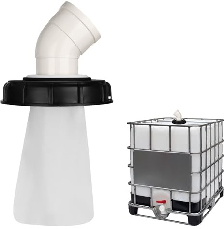 RUCUDIM IBC Deckelfilter,45°IBC Deckel Filter, 163mm Tankdeckel Wasserfilter Nylon Regenwasserfilter Auswaschbar mit Deckel, Filterdeckelmit Bogen, Tank Zubehör für Regenwassertank DN 150