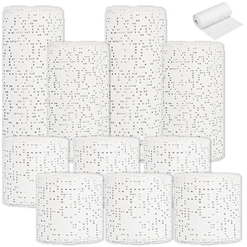 eupdd 10 Pezzi bende in gesso: 5cm/7.5cm/10cm x 2.7m Rotolo Garze Gesso, Rotolo Bende Gessate, Rotoli Bende Gessate per Calco Pancione, Corpo, Asciugatura Rapida, Modellismo, Arte Scultura