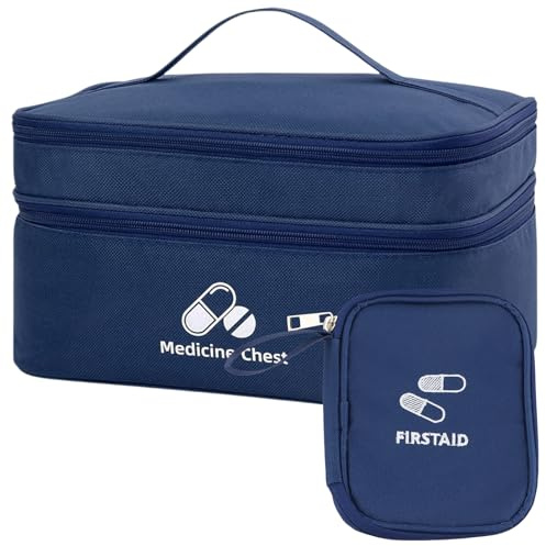 Ziyonix 2 Stück Medikamententasche, Reiseapotheke Tasches Erste Hilfe Tasche Leer, Reiseapotheke Tasche Wasserdicht, Medizin Aufbewahrungstasche für Reisen Unterwegs Home Office Büro (Dunkelblau)