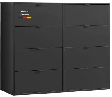 mokebo Kommode 'Die Stilvolle' (110x95x40 cm) Made in Germany, Highboard, Anrichte, Sideboard, Schubladenschrank für Schlafzimmer, Flur & Kinderzimmer mit 8 Schubladen aus Holz in Anthrazit Schwarz