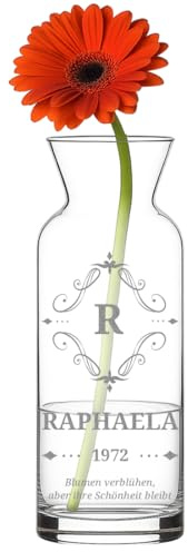 polar-effekt Elegante vaso da tavolo in vetro con incisione ornamentale, regalo di compleanno per donne, vaso per tulipani, orchidee e rose, vaso in vetro per la casa