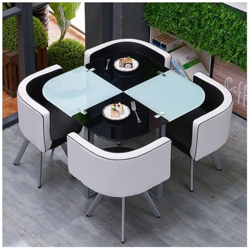 Moderno juego de mesa de comedor redonda/cuadrada con sillas, ideal para pequeñas reuniones de conferencias, cafeterías y tiendas de té con leche, mesa de 24 pulgadas para una experiencia gastronómica