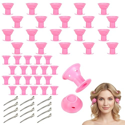 40 Stück Lockenwickler Silikon Hitzefrei, Inklusive 12 Haarklammern，Heatless Curls Lockenwickler Über Nacht, 2 Größen Hair Rollers Für Natürliche Locken Ohne Hitze Für Kurze Und Lange Haare