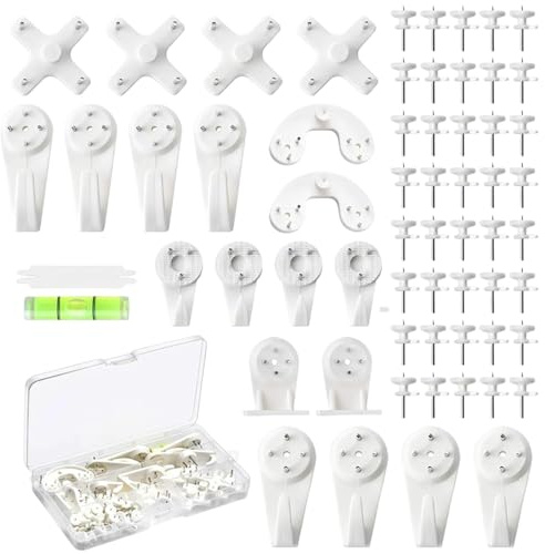 Set di 62 ganci per appendere quadri, ganci per cartongesso rigido, senza chiodi, kit per appendere quadri per cartongesso, pareti in cemento, ganci per appendere foto e specchi