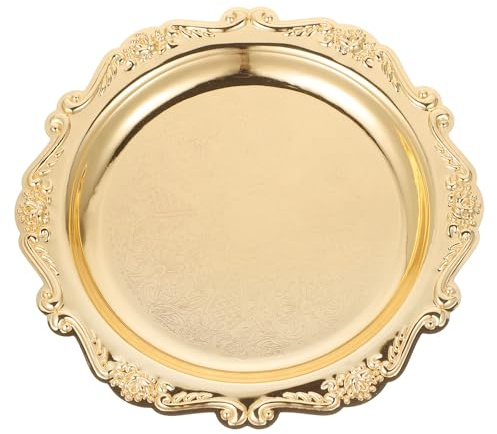 Angoily Plateau de Service en Fer Doré 20 CM Vintage pour Apéritifs et Bijoux Plateau Décoratif Multifonction pour Présentation de Desserts et Organisation Maison