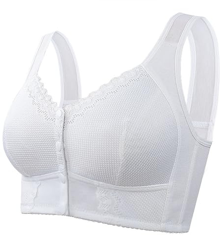 Cocila 3 PC Front Fastening Bras for Women UK Wireless Button Push Up Full Coverage High Impact Wide Straps Comfortable Seamless Sports Elderly Women Bra Plus Size