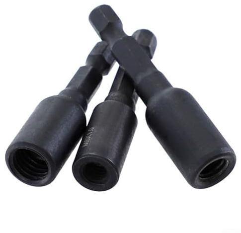 Juego de adaptadores de enchufe autorroscantes Cr-Mo con vástago hexagonal de 1/4 pulgadas para tuercas de inserción y pernos de suspensión (M6, M8, M10) (B)