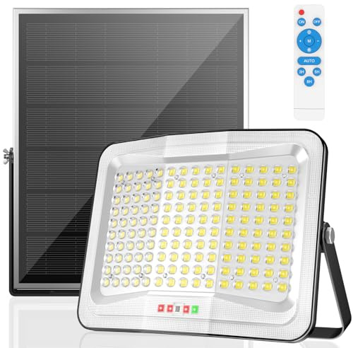 JADIDIS 800W Solarlampen für Außen mit Bewegungsmelder, 4000LM Solar Strahler Außen mit Fernbedienung, Solarpanel 35 * 40 cm, IP65, 3 Modi 6500K Led Strahler mit Bewegungsmelder für Garten, Terrasse