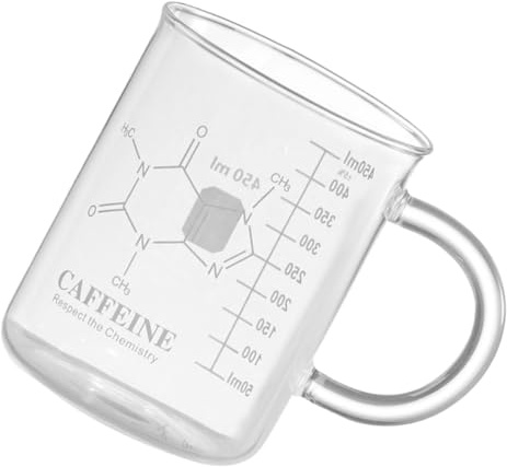 Healeved Vaso de Vidrio con Escala para Café y Leche, Taza Medidora Transparente de 1 Pieza, Resistente y Versátil para Cocina, Bar y Servicio Profesional