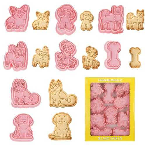 Set di 8 formine per biscotti con animali, in plastica, per feste di compleanno, fai da te (cane)