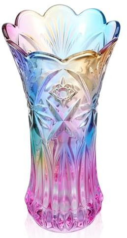Holibanna Vaso per Fiori in Vetro Colorato Cristallino, Design Semplice e Creativo, Sicuro e Pratico, per Ufficio e Regalo Rose e Violette