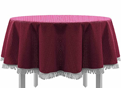 EXKLUSIV HEIMTEXTIL Gartentischdecke mit Fransen Tischdecke rund oval eckig Classic 110x140 cm eckig Bordeaux