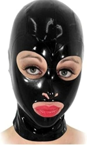 MFMYEE Bondage Latex maske,BDSM-maske Fetisch Kopfhaube Latex Cosplay Reißverschluss hinten,Offene Augen Mund Gesichtsabdeckung (M)