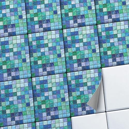 CREATISTO Mosaik Klebefliesen Stickerfliesen Fliesenfolie - Stylische Sticker Aufkleber für Fliesen I Klebefliesen Deko Folien für Fliesen Ornament in Bad u. Küche (20x25 cm I 12 -Teilig)