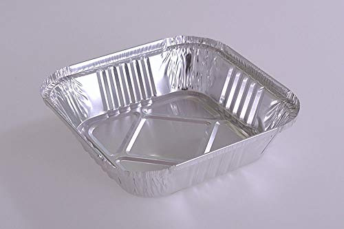 Sunrise Supplies- 50x Square Aluminium Foil Trays 6 X 6 with LIDS Disposable Dishes for Baking Home and Takeaway, Square Aluminium Foil Dishes and Cardboard lids Suitable for pies, quiches