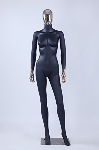 Eurohandisplay schöne abstrakte DF7*8D Frau schwarz Matt lackierte Schaufensterpuppe Galvanik Kopf und Hände Neu Männliche Weiblich (DF7++8D Frau)