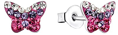 Amor Ohrstecker 925 Sterling Silber Mädchen Kinder Ohrschmuck, mit Glas, Schmetterling, Kommt in Schmuck Geschenk Box