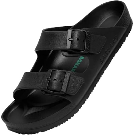 SAGUARO Tofflor för män och kvinnor, lätta, elastiska sandaletter, klassiska badskor, unisex, vuxentofflor, 36–46 EU