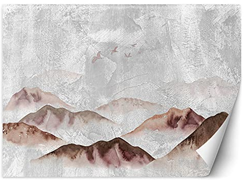 Feeby Papier Peint Intisse Texture Abstrait 400x280 cm rose Déco Murale Trompe L' Oeil Tapisserie Moderne Salon Chambrea' Coucherr Salle De Bain Cuisine Montagnes Oiseaux Nuages Vues