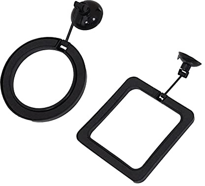 YIUIRUOI 2-Pack Aquarium and Tank Floating Food Feeders with Suction Cups for Fish Feeding (Black)