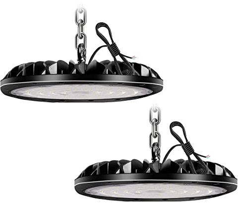 2 Pezzi 100W UFO Faretto LED 10000LM, Impermeabile IP65 Potente Alta Luce Della Baia, 6000K Bianco Freddo UFO Lampada da Officina, LED Industriale Interni per Fabbrica Magazzino
