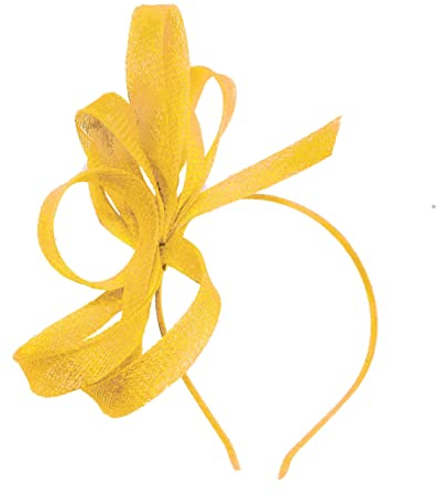 Caprilite Veganer Sinamay Fascinator Stirnband Hochzeit Hoop Damen Tag Ascot Rennen, senfgelb, 1 count (Pack of 1)
