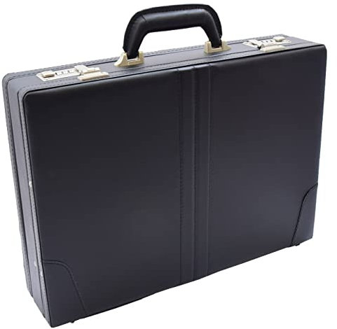 House of Luggage Executive Briefcase Faux Leather Attaché Case Traditional Business Hand Carry Bag HLG081 Black