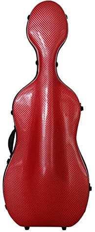 Cello-Koffer mit Rädern, Carbon-Verbund-Cello-Koffer Leichtgewicht 3,2 kg für 1/2 1/4-Cello mit Rucksack (Color : Striped red)