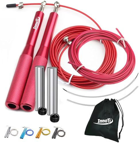 InnoTi Springseil Erwachsene Fitness - Mit Oder Ohne Ballast - Speedrope Seilspringen Crossfit für Boxen - Anti-Rutsch Leichte Aluminium Griffe für Double Unders