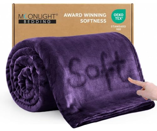 MOONLIGHT20015 Fleece Throw Blanket for Sofa - Soft Cosy Fluffy Blankets for Bed, 400 GSM Silk Touch Warm Single Throws for Audlts, Purple, 130x150 cm