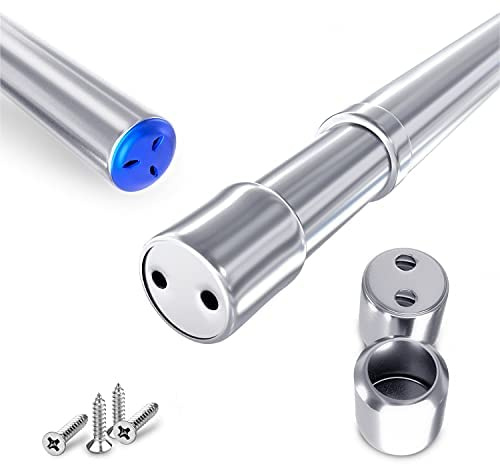 Rocoel Wardrobe Rail and Fittings – Stainless Steel Extendable Clothes Rail Pole with End Sockets & Screws - Heavy Duty & Rust Resistant for Wardrobe, Shower, Balcony, Windows (106-200 cm)