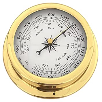 LOVIVER Wandmontierte Barometeruhr, analoge Wetterstation, Messwerkzeug, Manometer, drinnen und draußen, für, Segelschiffe, Zuhause, Marine, Yacht