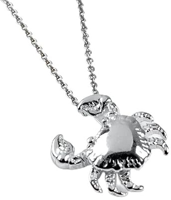 HENRYKA Sterling Silver Small Crab Necklace - 18 inch Chain | Cute Silver Cancer Zodiac Jewellery | Beach Summer Fashion Accessory for Girls and Women