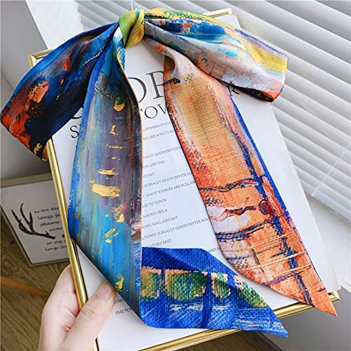 CHUYIX 1Pcs Damen Schal Kopftücher Halstuch Kopftücher Seidentuch Haare Satin Ribbon Seidentücher Scarf Mode Scarf Bandana Taschentuch Ansatz Handgelenk 150cm Seidenschal Schleife Tasche Bandage