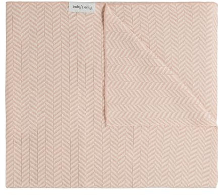 Baby's Only - Kinderdecke Grace - Kuscheldecke für Babybett - Gitterbettdecke aus Baumwolle - Blanket mit Fischgrätenmuster - 100x135 cm - Blush/Ecru