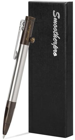 SMOOTHERPRO Metallstift Kugelschreiber aus Messing und Edelstahl Schwarz | Bolt Action, Druckkugelschreiber, Kompatibel mit Parker Minen, für Tremor, Parkinson, Arthritis, Hände, Business, Büro